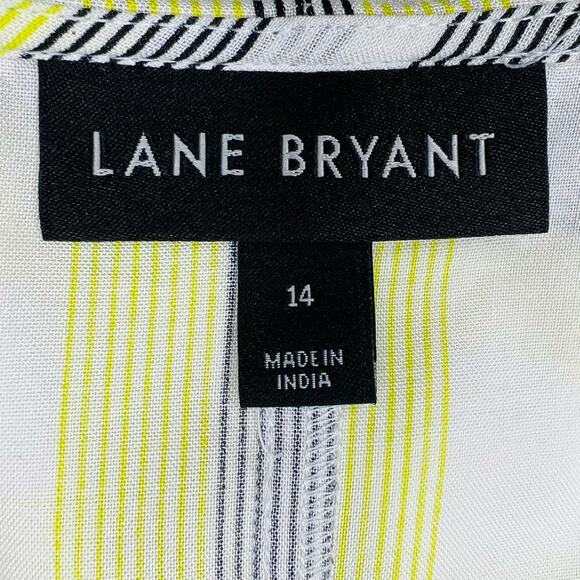 Lane Bryant Womens Striped Puff Sleeve Button-Front Peplum Top Size 14 - Picture 10 of 13